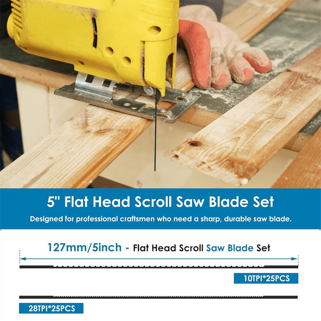 50 Pack Plain End Scroll Saw Blades 5 Inch Scroll Saw 10 TPI 28 TPI