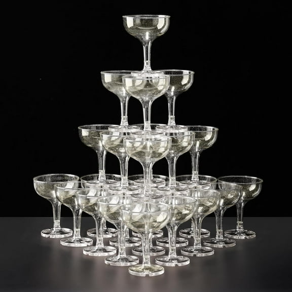 50 Pack Plastic Champagne Glasses 5 oz Champagne Coupe Unbreakable Plastic Cocktail Glasses Acrylic Martini Glasses Champagne Tower for Wedding Birthday Party Bar