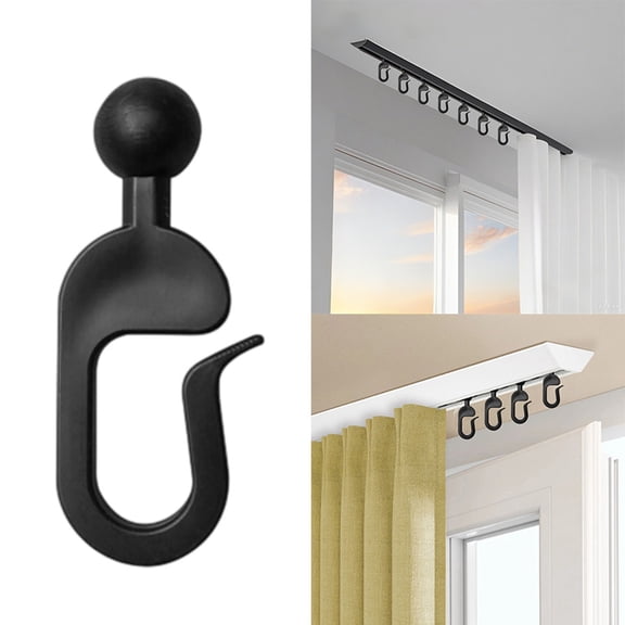 50 Pack Plastic Curtain Hooks, Multipurpose Track Hooks, Smooth Gliding Rustprooffor Gazebo Curtains Netting Indoor Outdoor Use(Black)