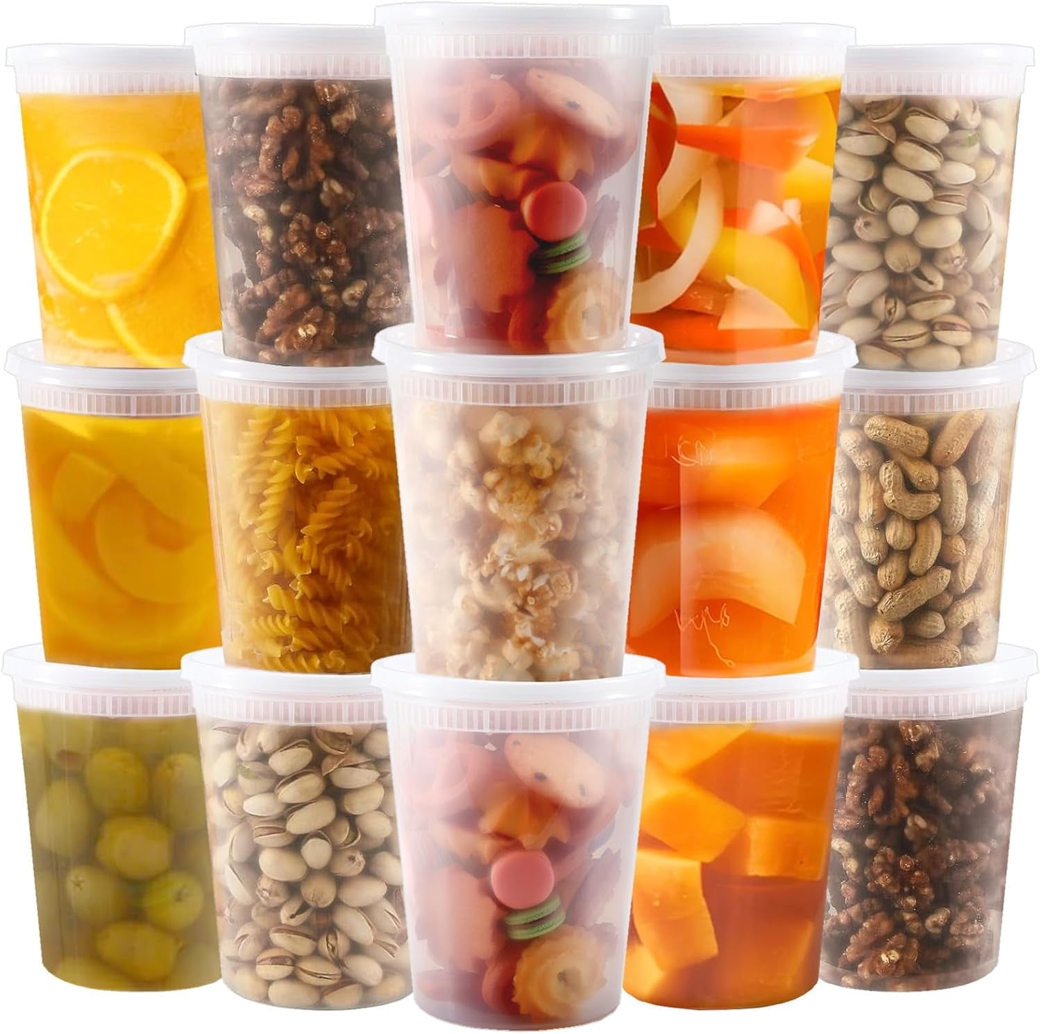 50 Pack Plastic Deli Containers with Lids,32 oz Food Storage Containers with Airtight Lids,Leakproof Soup Container,Stackable,Freezer,Microwave/Dishwasher Safe