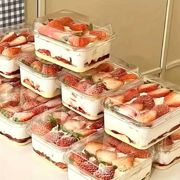 50-Pack Plastic Dessert Containers - Leakproof with Safety Lids | Fresh-Keeping Party Supplies for Christmas/Birthdays | -Themed Kitchen Storage