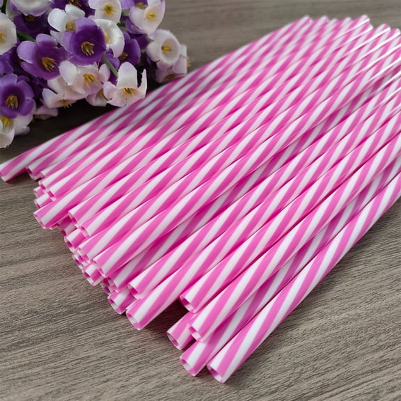 50 Pack Plastic Drinking Straws 8 Inch, Multi-Colored Striped Foldable (assuming 50pcs)