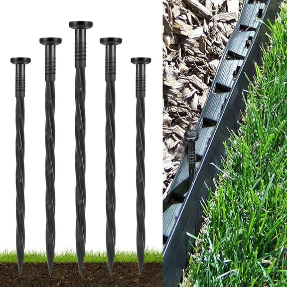 50-Pack Plastic Edging Spikes Stakes Pin Nail 8-Inch Black Plastic Landscape Edging Spikes