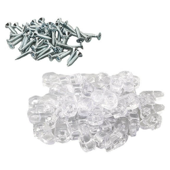 50 Pack Plastic Glass Panel Clips With Screws Cabinet Doors Retainer Clips Kit