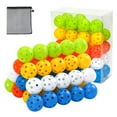 thumbnail image 1 of 50 Pack Plastic Golf Balls Practice Limited Flight Golf Training Ball Hollow Swing Practice Indoor Golf Balls with Mesh Drawstring Bag for Backyard Driving Range or Outdoor, 1 of 7
