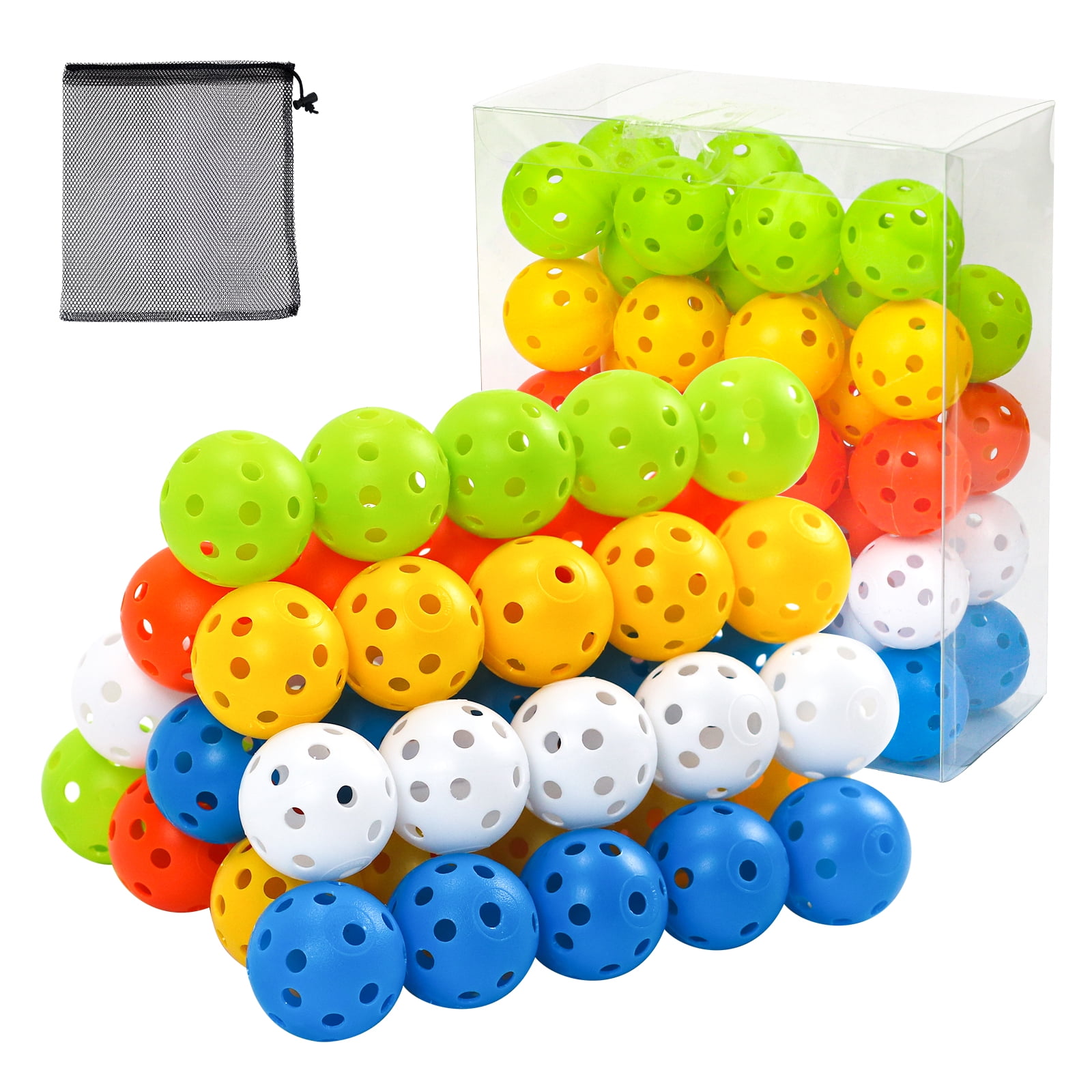 50 Pack Plastic Golf Balls Practice Limited Flight Golf Training Ball Hollow Swing Practice