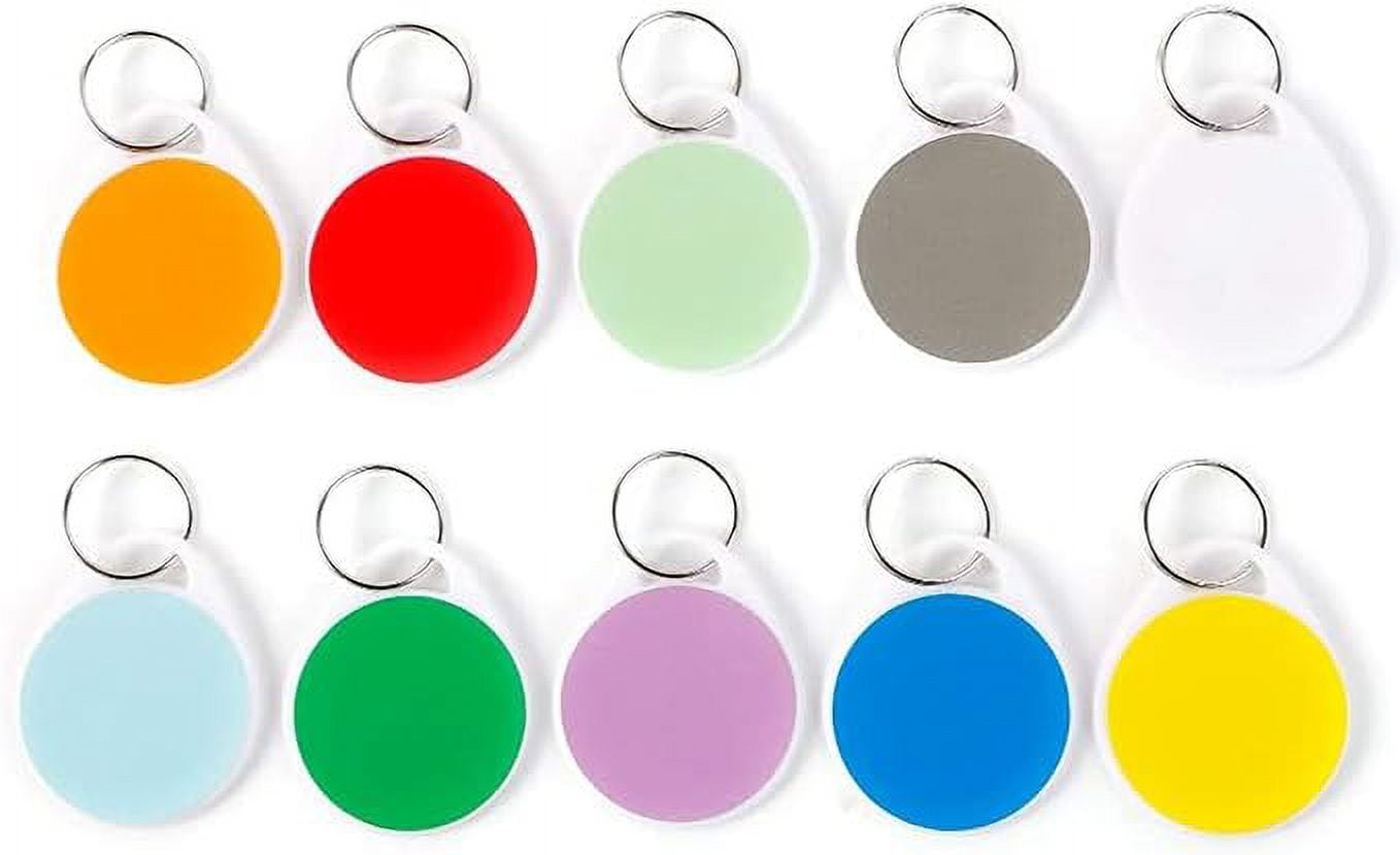 50 Pack Plastic Key Tags with Split Ring, 1.5 Inch Round White Key Tags ...