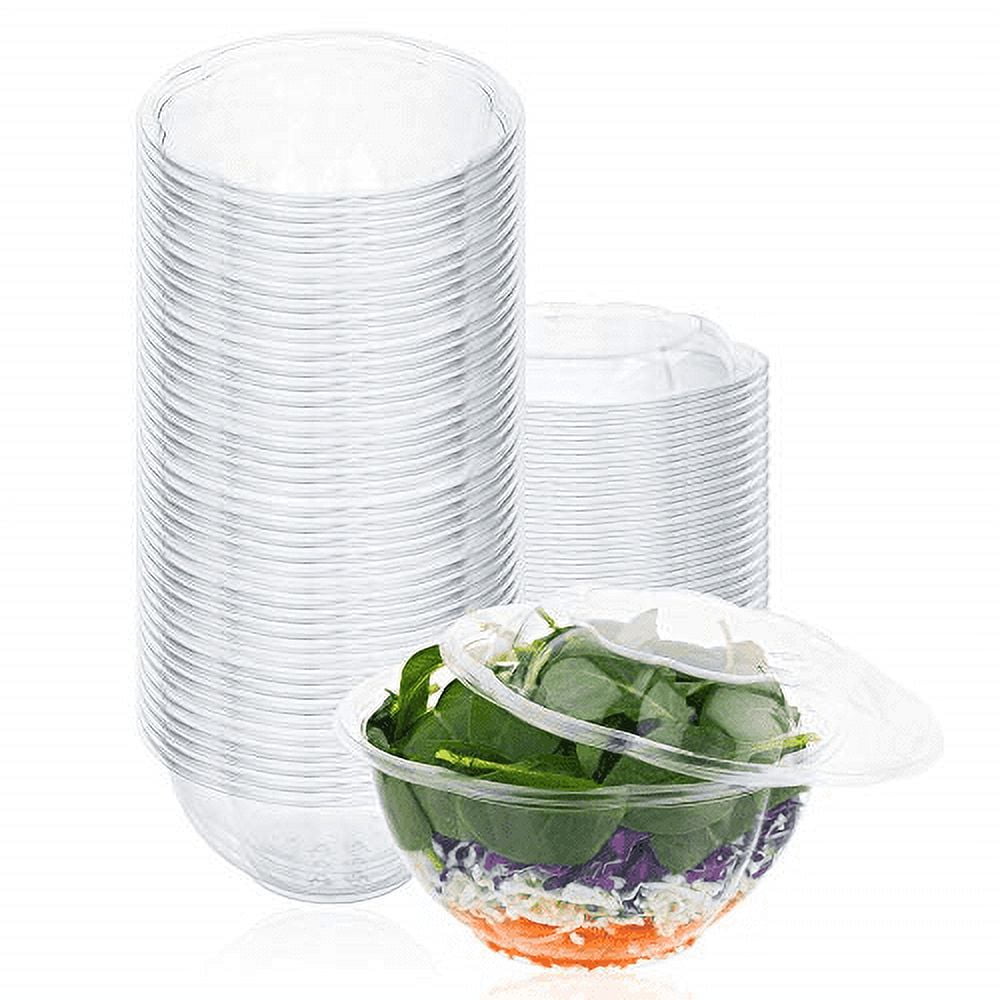 Stock Your Home 32oz Clear Plastic Salad Bowls with Lids Disposable (50  Pack) Medium Takeout Container with Snap on Lid for Fruit Salads, Quinoa