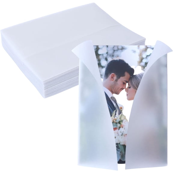 50 Pack Pre-Folded Vellum Jackets for 5x7 Invitations Translucent Vellum Tracing Paper for Wedding Invitations Wrap Liners for DIY Photos Postcards Scrapbook Envelopes(93gsm)