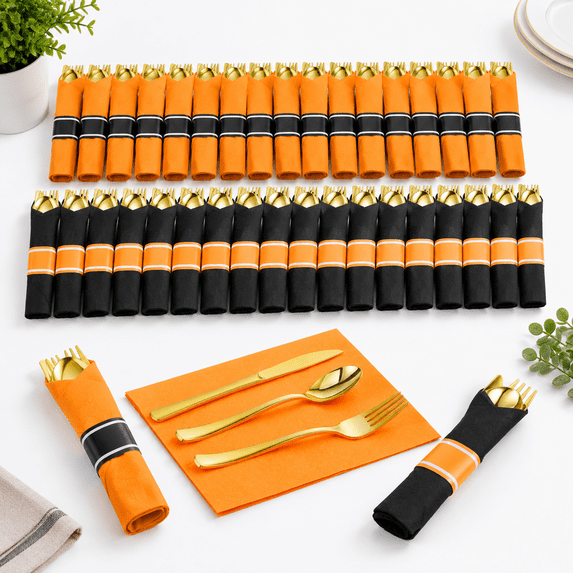 50 Pack Pre Rolled Plasticware Set For 50 Guests - Walmart.com