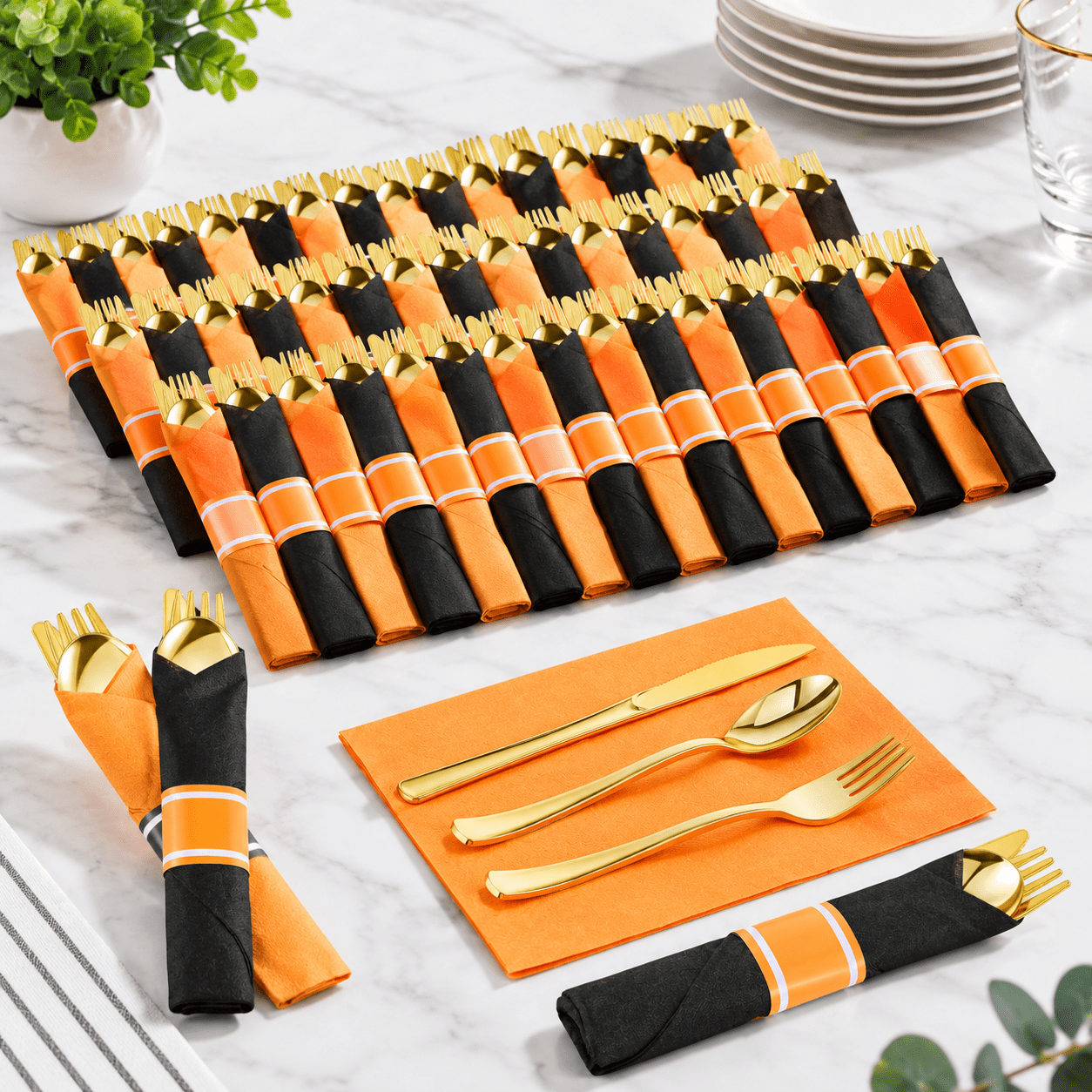 50 Pack Pre Rolled Plasticware Set For 50 Guests - Walmart.com