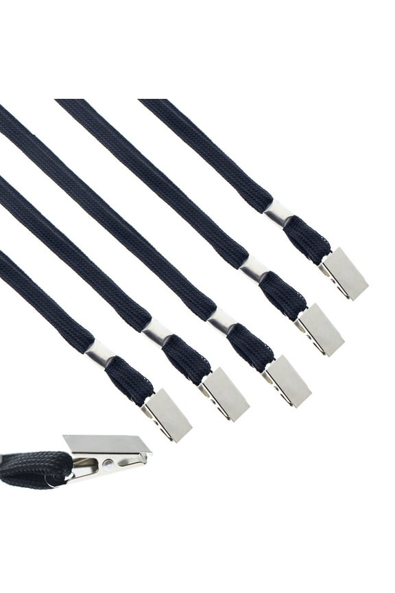 50 Pack - Premium Lanyards with Bulldog Clip - Heavy Duty 3/8" Neck Strap I'd Badge Holder w/ Metal Alligator Clip for Slot Hole Name Badges - Secure Non-Breakaway by Specialist ID (Black)