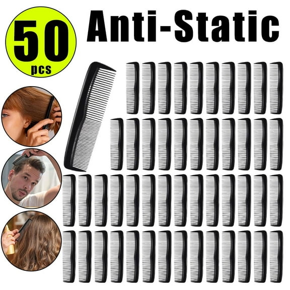 50-Pack Professional Barber Combs, 5-Inch Dual-Sided Wide & Fine Tooth Cutting Combs for Men & Women
