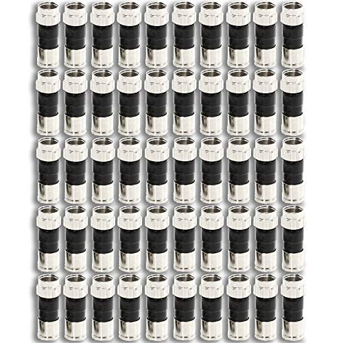 50-Pack RG6 Quad Compression Connectors PPC EX6XL Approved for Most Satellite or Cable Coax - EX6XL