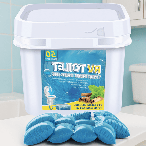 50 Pack RV Toilet -In Pods, Holding Deodorizer for Black & Water , Marine Boat