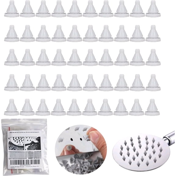 50 Pack Rain Shower Head Nozzles Replacement Universal Shower Heads Nozzle Inserts Silicone Nibs Parts for High Pressure Showerhead Combo Rainfall Shower Head Handheld Spray Combo