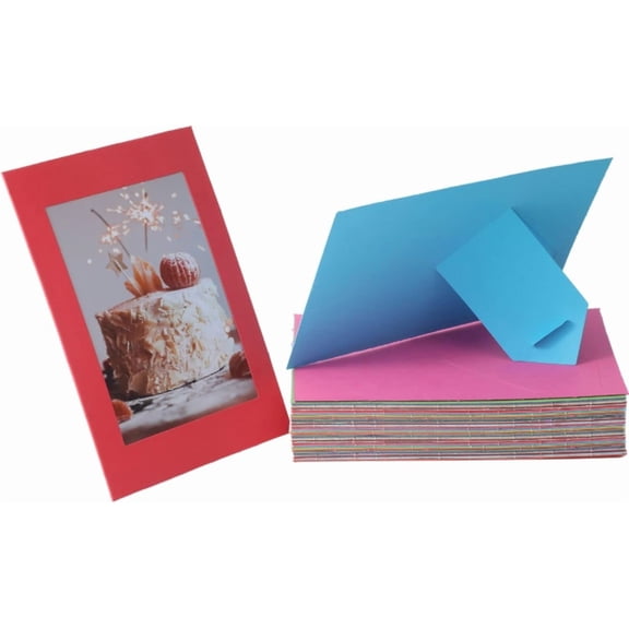 50 Pack Rainbow 4x6 Inch Standing Cardboard Picture Frames with Easel, Bulk Paper Photo Frame Cards for Wedding, Graduation, Birthday, Father’s Day, Back to School & Classroom DIY Crafts