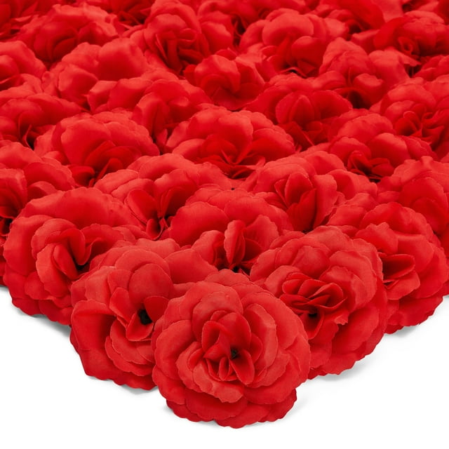 50 Pack Red Roses Artificial Flowers Bulk, 3 Inch Stemless Fake Silk