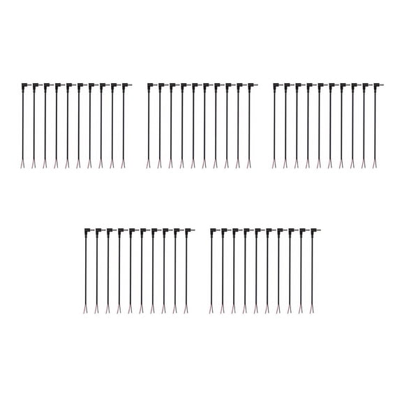 (50 Pack) Replacement 3.5mm X 1.35mm 90 Degree Right Angle DC Power Male Plug Jack to Bare Wire Open End Pigtail Power