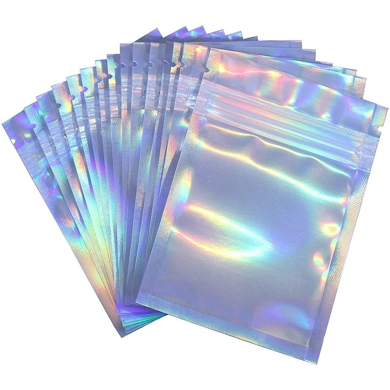 https://i5.walmartimages.com/seo/50-Pack-Resealable-Smell-Proof-Bags-Foil-Ziplock-Flat-Clear-Food-Storage-Bags-Plastic-Packaging-Holographic-Rainbow-color-4-x-6-inches_fc07e815-57d7-4c89-80b2-6112d67a40b4.fab5f33da59d66989b97dc9deb16c54a.jpeg?odnHeight=768&odnWidth=768&odnBg=FFFFFF