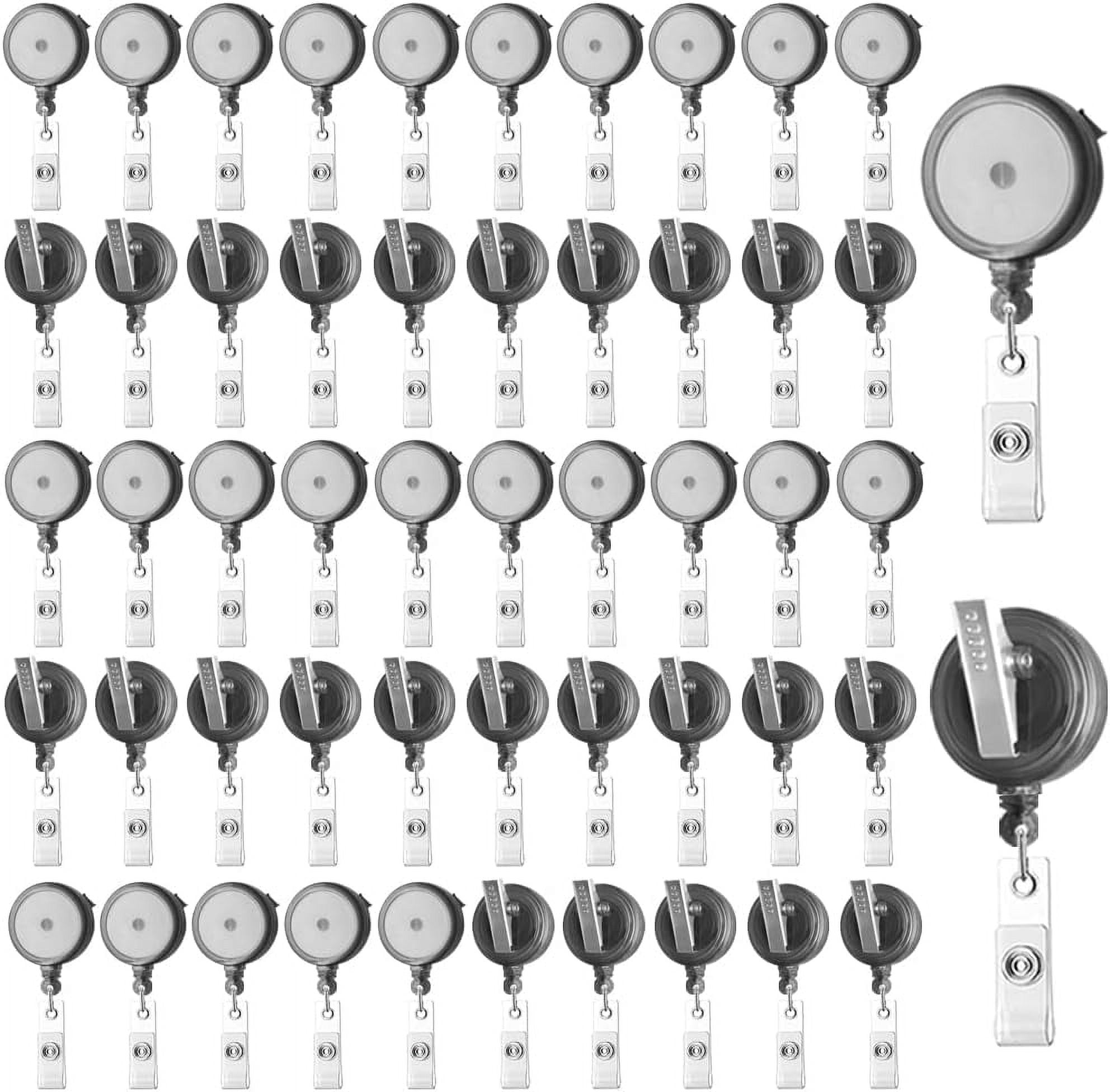  50 Pack Retractable ID Name Badge Holder Reels Bulk Premium Black