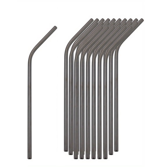 50-Pack Reusable Bent Metal Straws, Stainless Steel Drinking Straws for 40 oz & 30 oz Tumblers Eco-Friendly Accessories for Smoothies, Coffee & Water Bottles(Black)