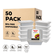 50 Pack Reusable Meal Prep Containers Microwave Safe Food Storage Containers with Lids, 24 oz -1 Compartment Take Out Disposable To Go Plastic Bento Lunch Box BPA Free