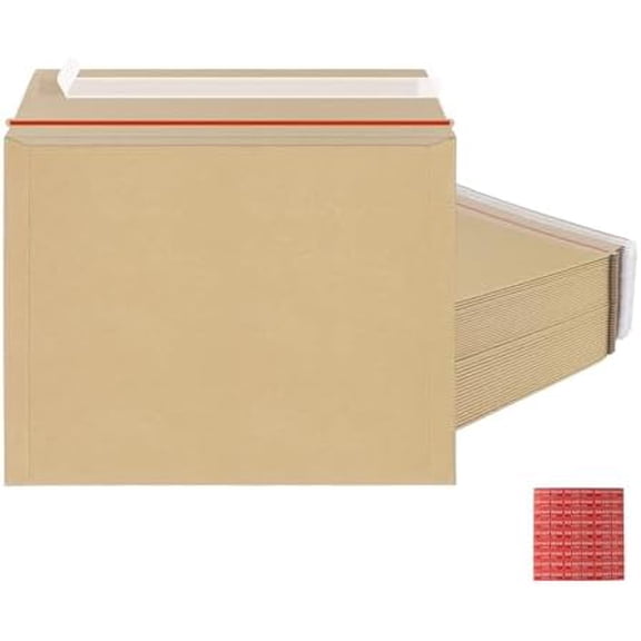 50 Pack Rigid Mailers 9.5x12.5 inch, Self Seal Photo Document Mailers, Stay Flat Kraft Cardboard Envelopes for Photos, Document, CD(Kraft Browm)
