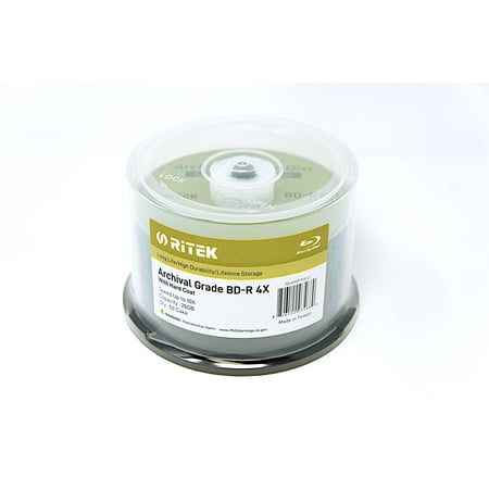 50 Pack Ritek BD-R 25GB 4X Archival Grade Blank Disc Certified by ADTC Japan