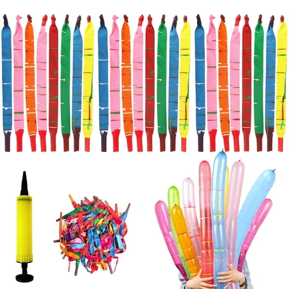 50 Pack Rocket Balloons Kit with Air Pump Whistling Flying Long Balloons Party Balloons Perfect for Balloon Arch, Party Favors, Birthdays Events