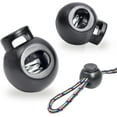 thumbnail image 1 of 50 Pack Round Cord locks, Plastic Toggle Spring Stopper Single Hole for Elastic Drawstring Rope Paracord Lanyard Hat Clip Marathon Running Shoeslace Tent Canvas Bag Pet Backpack Stops Sliding Fastener, 1 of 5