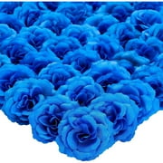 Bright Creations Blue Roses Artificial Flowers - Set of 50 3 in Stemless Silk Roses - Royal Blue Reusable Water-Resistant Faux Bouquet Decor for Wedding & Home