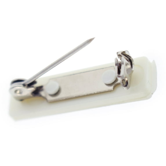 50 Pack - Safety Bar Pins with Adhesive Sticky Back & Metal Locking Clasp - Blank Safety Pin Backing for ID Badges, Nametags, Ribbons, and Crafting by Specialist ID
