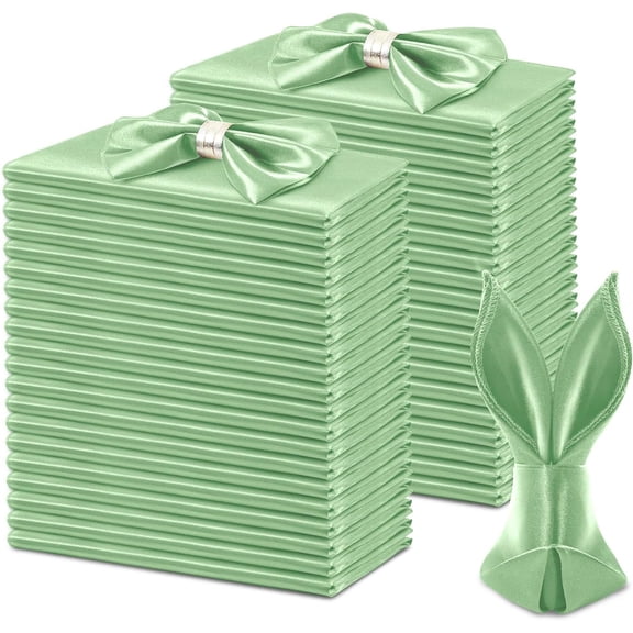50 Pack Sage Green Square Satin Napkins 17x17 Inch Soft Smooth Cloth Napkins,Silky Table Napkin for Wedding Banquet Party Decoration