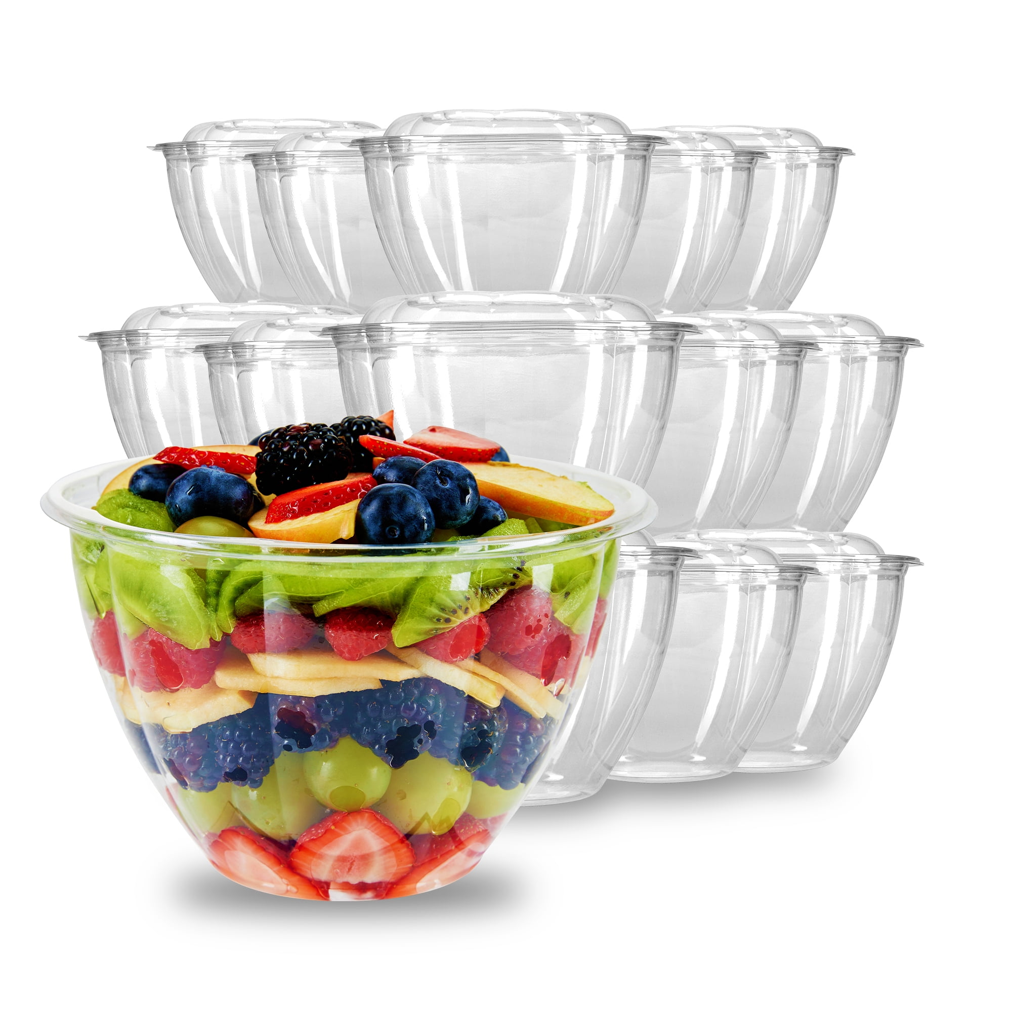 50 Pack Salad Container for Lunch 48 oz Clear Plastic Bowls Round