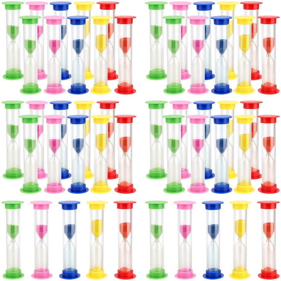 50 Pack Sand Timer 1 Min Plastic Hourglass with 8 Time Settings Multicolor 1 Pack