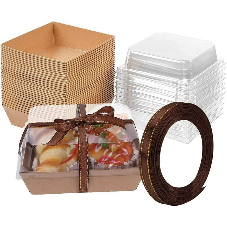 50 Pack Sandwich Box Charcuterie Boxes with Clear Lids Hot Dog Container  Disposable Food Containers with Lids for Strawberries, Chocolate Covered  Cookies, Cakes ,Crepes, Sushi Brown 7.5x3.3x2.5 inch 