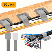 50-Pack Self-Adhesive Cable Ties, Reusable Fastening and Organizing Data Cables, Cable Management Ties, Suitable for Headphones, Mobile Phones, and Electronic Devices Under The Table（Gray）
