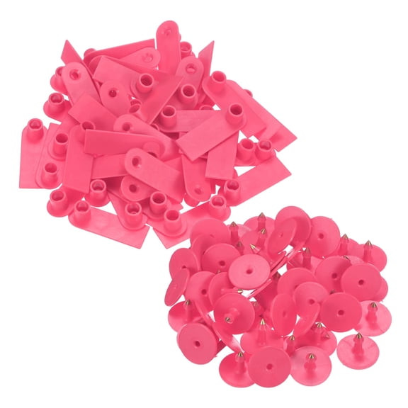50-Pack Sheep Ear Tags, Plastic Blank Livestock Ear Tags for Cows/Sheep/Cattle/Pig [Rose Red]