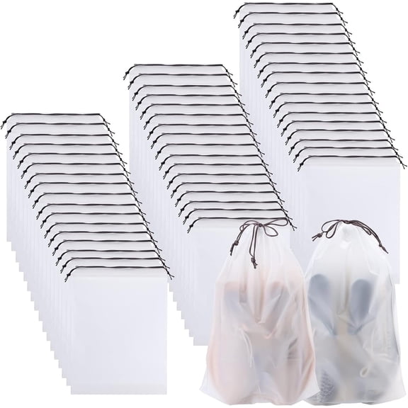 50 Pack Shoe Bags for Travel,Portable Travel Shoe Bag,Large Clear Shoes Pouch Storage Packing Organizers with Drawstring,Dustproof & Waterproof Shoe Storage Bags for Women and Men