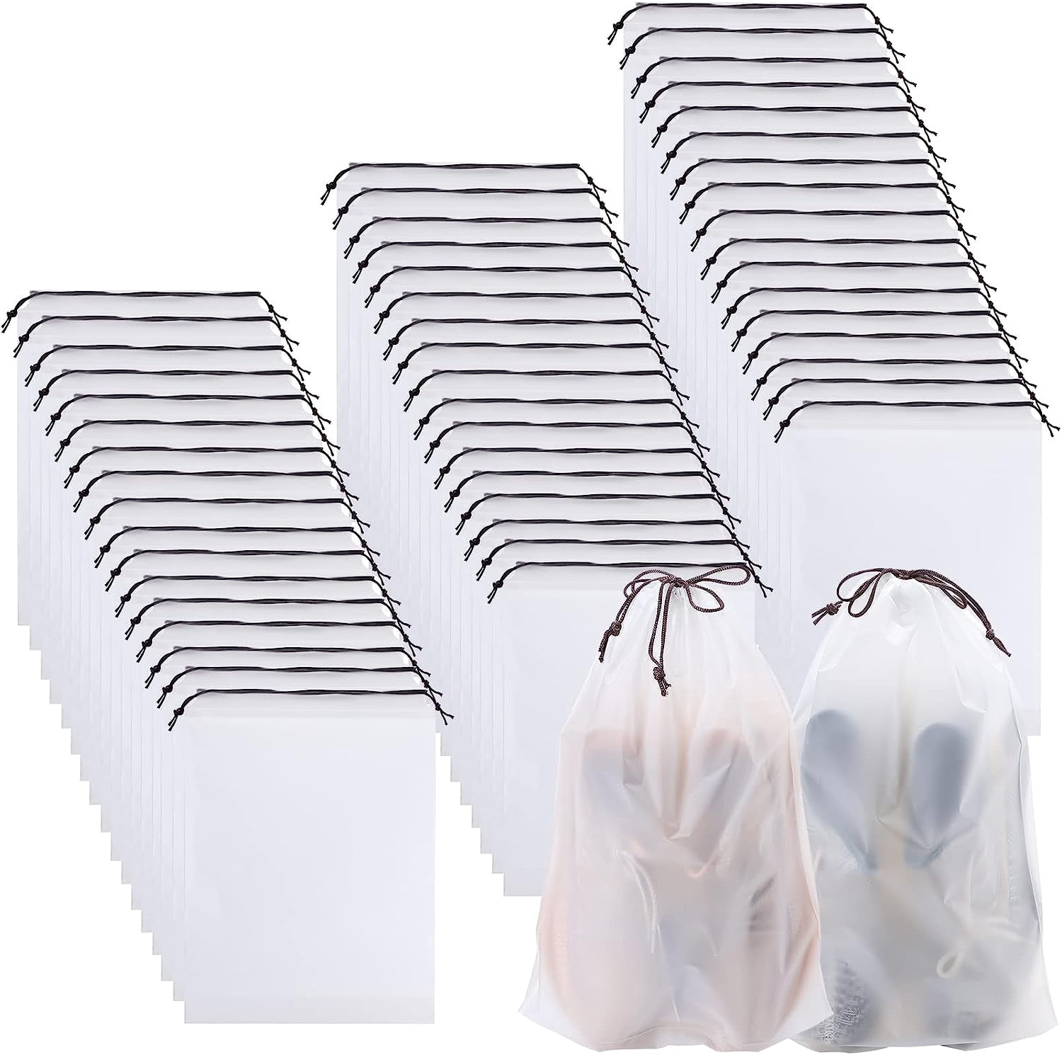 50 Pack Shoe Bags for Travel,Portable Travel Shoe Bag,Large Clear Shoes Pouch Storage Packing Organizers with Drawstring,Dustproof & Waterproof Shoe Storage Bags for Women and Men