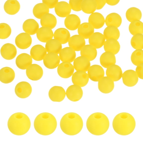 50-Pack Silicone Beads 6mm Bright Yellow Round Loose Rubber Beads for DIY Crafts/Bracelet/Necklace