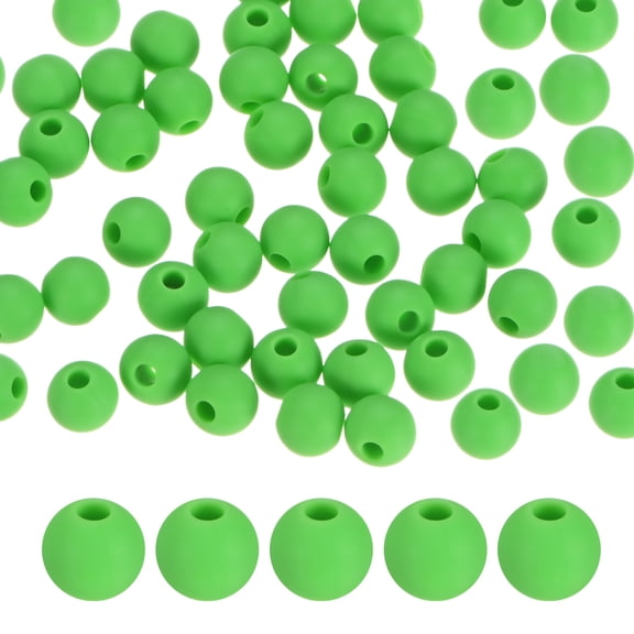 50-Pack Silicone Beads 6mm Grass Green Round Loose Rubber Beads for DIY Crafts/Bracelet/Necklace