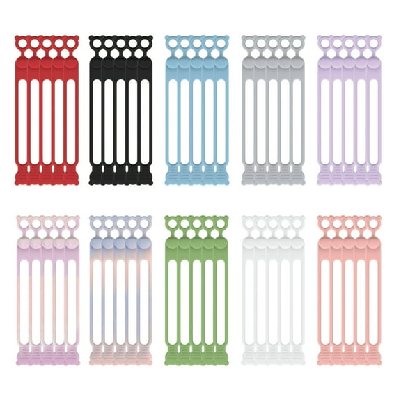50-Pack Silicone Cable Ties Reusable, Rubber Cable Ties Cord Organizer Electronic Accessories in Home,Office,Kitchen,School,Travel
