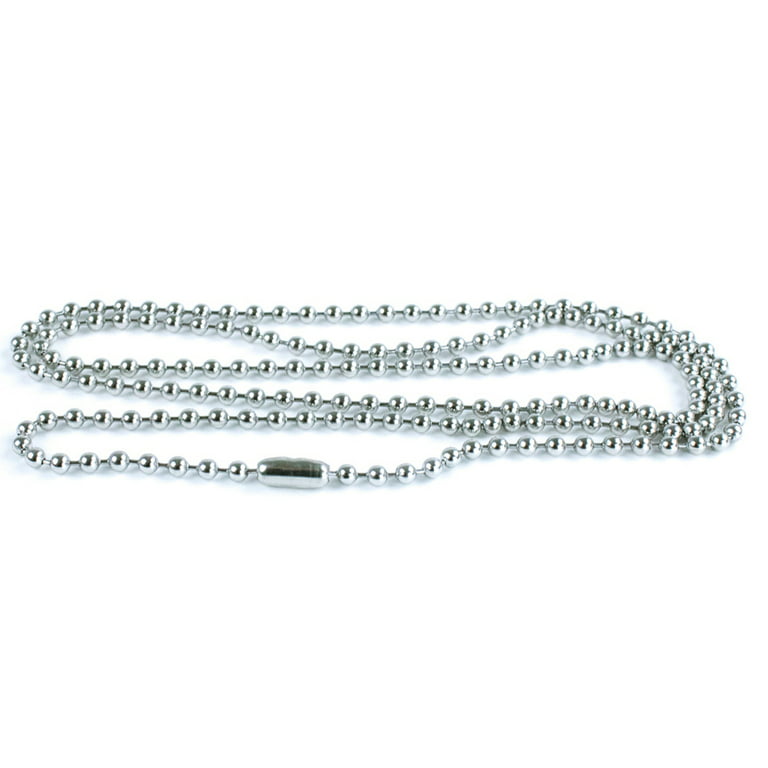 50 Pack Silver Ball Chain Dog Tag Necklace 24 Inch Long 2.4mm Bead Size  Adjustable Metal Bead Chain Matching Connector