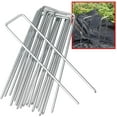 thumbnail image 1 of 50-Pack Silver Galvanized Garden Staples - 6-Inch Metal Tent Stakes, Heavy-Duty U-Shaped Pins For Sod Anchoring, Landscape Fabric, And Irrigation Tubing, 1 of 7