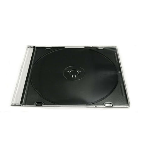 50 Pack Slim 5.2mm Jewel Case Thin Clear Single CD DVD Disc Storage w/Built-in Black Tray