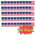 thumbnail image 1 of 50 Pack Small American Flags on Stick Small US Flags/Mini American Flags for Outside 5.6x8.4 Inch American, 1 of 5