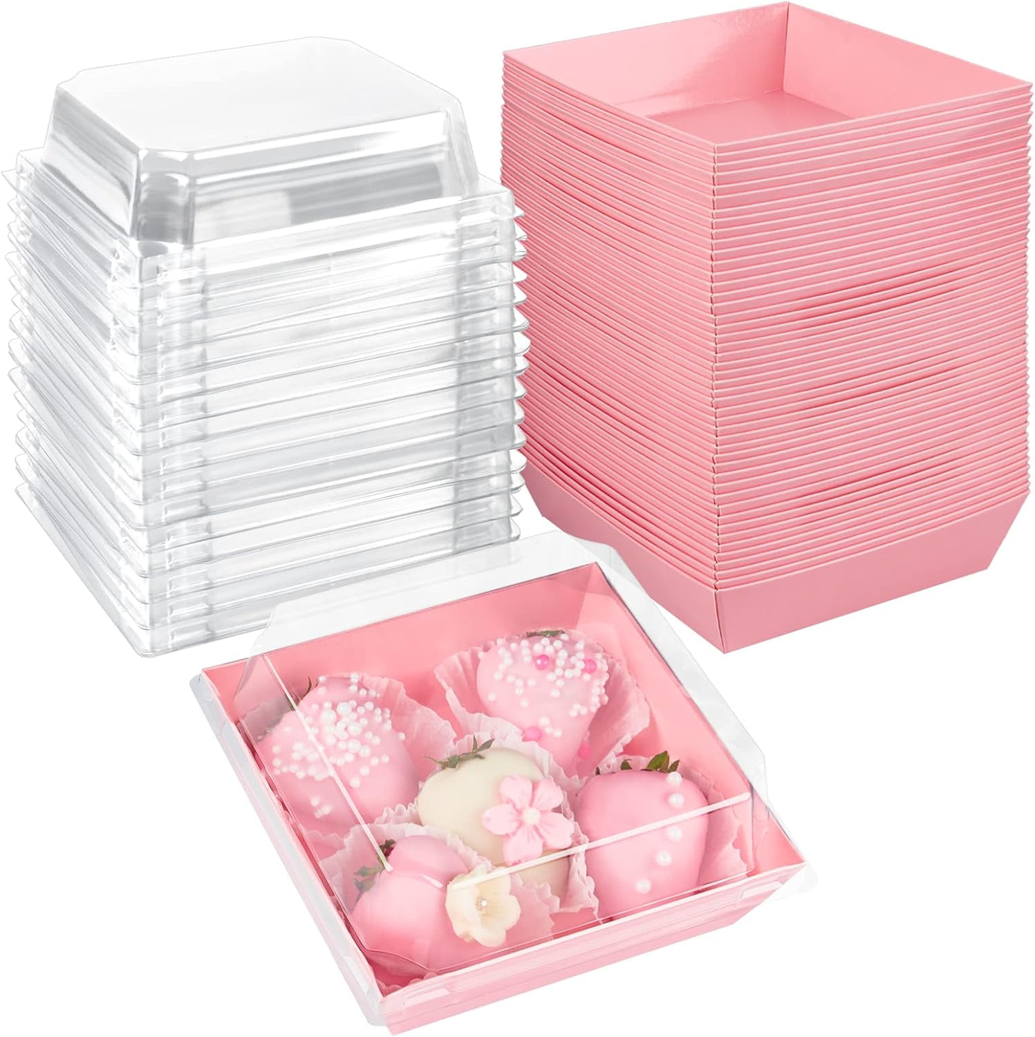 50 Pack Small Charcuterie Boxes with Clear Lids 4x4 Inch, To Go ...