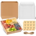 thumbnail image 1 of 50 Pack Small Charcuterie Boxes with Clear Lids, Paper Mini Charcuterie Boxes To Go, Disposable Food Container, 5 Inch Dessert Boxes for Dessert, Cookie, Sandwich, Cake (Brown), 1 of 8